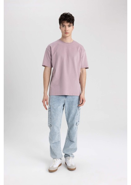 Boxy Fit Bisiklet Yaka Kısa Kollu Basic Tişört fiyatları