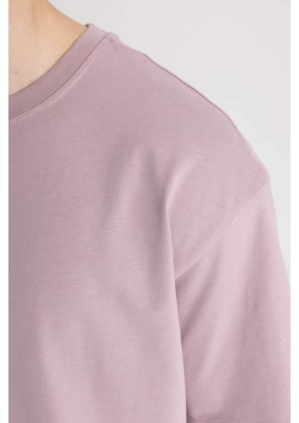 Boxy Fit Bisiklet Yaka Kısa Kollu Basic Tişört indirimleri