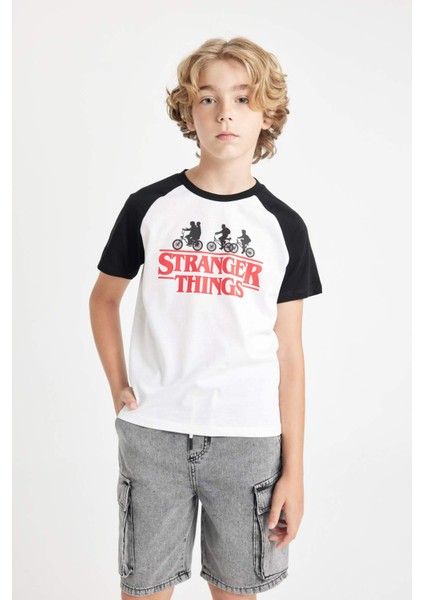 Erkek Çocuk Stranger Things Bisiklet Yaka Kısa Kollu Tişört C0520A824SM