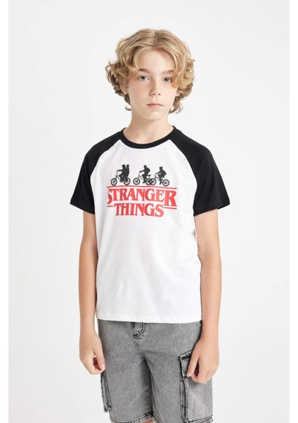 Erkek Çocuk Stranger Things Bisiklet Yaka Kısa Kollu Tişört C0520A824SM
