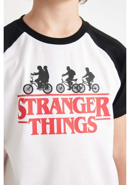 Erkek Çocuk Stranger Things Bisiklet Yaka Kısa Kollu Tişört C0520A824SM