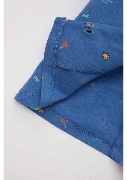 Erkek Bebek Pijama Takımı Penye Deniz Baskılı Kısa Kollu Üst Şort C3535A524HS