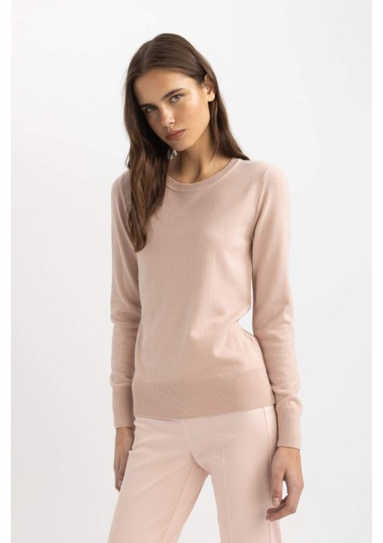 Regular Fit Yumuşak Dokulu Bisiklet Yaka Basic Düz Triko Kazak F7091AZ24WN