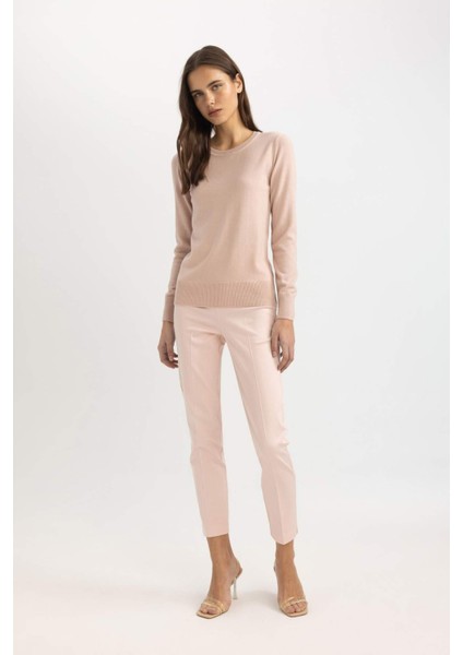 Regular Fit Yumuşak Dokulu Bisiklet Yaka Basic Düz Triko Kazak F7091AZ24WN