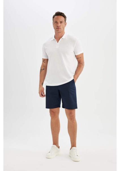 New Regular Fit Fermuarlı Kısa Kollu Basic Düz Polo Tişört C5586AX24SM