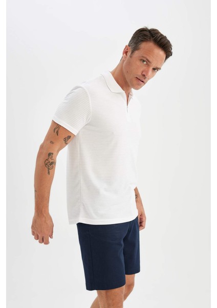 New Regular Fit Fermuarlı Kısa Kollu Basic Düz Polo Tişört C5586AX24SM