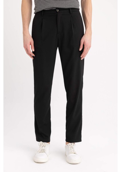 Yazlık Kumaş Pileli Pantolon Tailored Regular Fit Normal Kesim Basic Düz Cepli Düz Paça A7273AX24SP