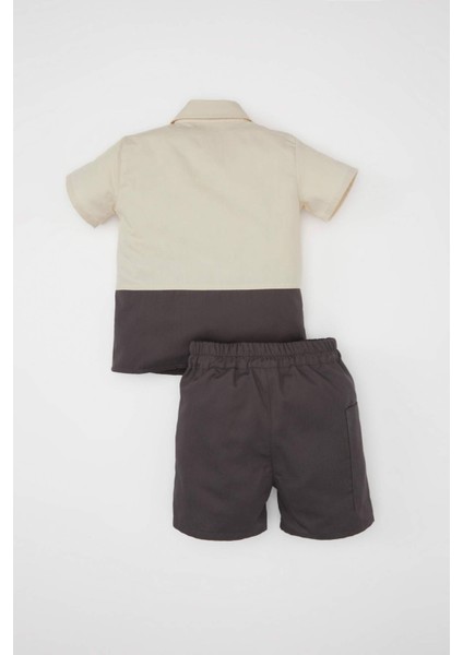 Erkek Bebek 2'li Takım Poplin Kısa Kollu Gömlek Şort C3431A524SM