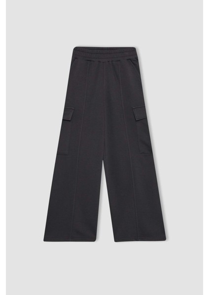 Kız Çocuk Wide Leg Geniş Bol Paça Kargo Eşofman Altı B6402A824SP
