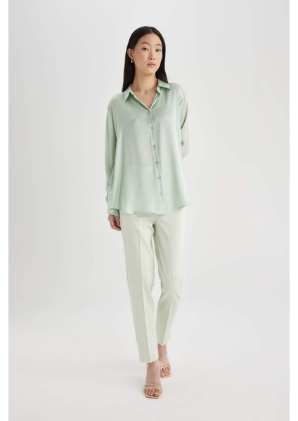 Sigaret Saten Kumaş Pantolon Normal Bel Basic Düz Beli Lastikli Düz Paça J8743AZ24SM modelleri