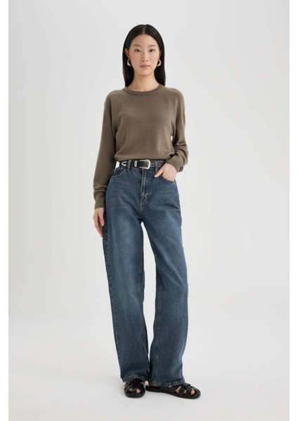 Regular Fit Yumuşak Dokulu Bisiklet Yaka Basic Düz Triko Kazak I6913AZ24WN