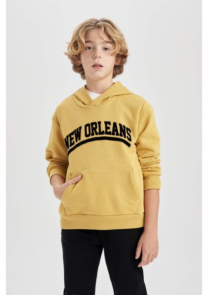 Erkek Çocuk Baskılı Kapüşonlu Kalın Sweatshirt B9000A823CW modelleri