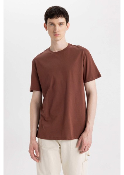 New Regular Fit Bisiklet Yaka Basic Düz %100 Pamuk Kısa Kollu Tişört V7699AZ24SP