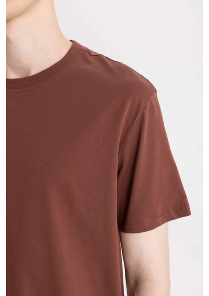 New Regular Fit Bisiklet Yaka Basic Düz %100 Pamuk Kısa Kollu Tişört V7699AZ24SP