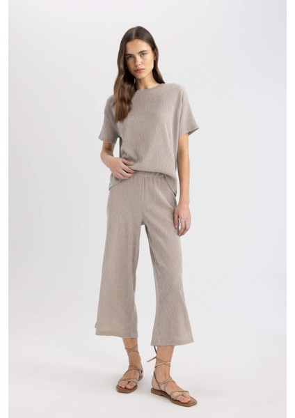 Wide Leg Geniş Bol Paça Normal Bel Bürümcük Kapri Pantolon C4329AX24SP