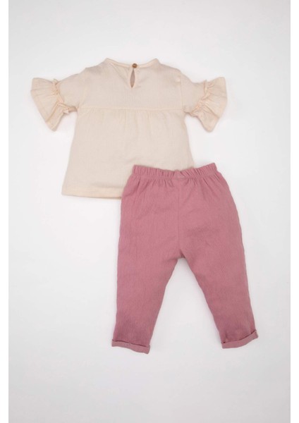 Kız Bebek 2'li Takım Yarım Kollu Bluz Beli Lastikli Pantolon C4013A524SM