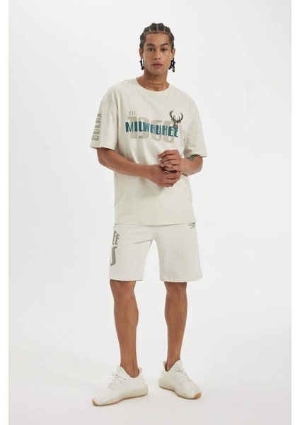 Fit NBA Milwaukee Bucks Regular Fit Cepli Kısa Paça Şort Y3016AZ24SM