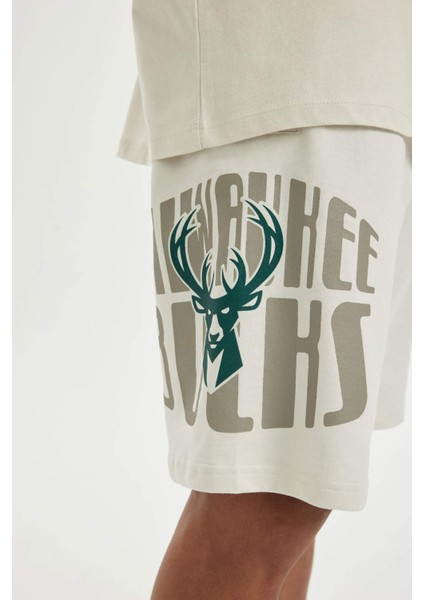 Fit NBA Milwaukee Bucks Regular Fit Cepli Kısa Paça Şort Y3016AZ24SM