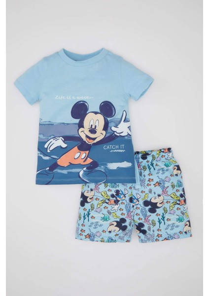 Erkek Bebek 2'li Takım Disney Mickey & Minnie Kısa Kollu Tişört Şort B9666A524SM