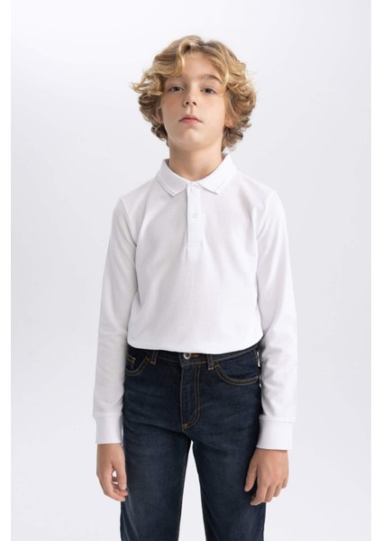 Erkek Çocuk Pike Uzun Kollu Basic Polo Tişört L0288A624SP modelleri
