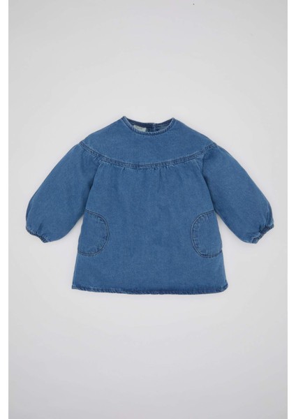 Kız Bebek Uzun Kollu Jean Elbise B8176A524SP