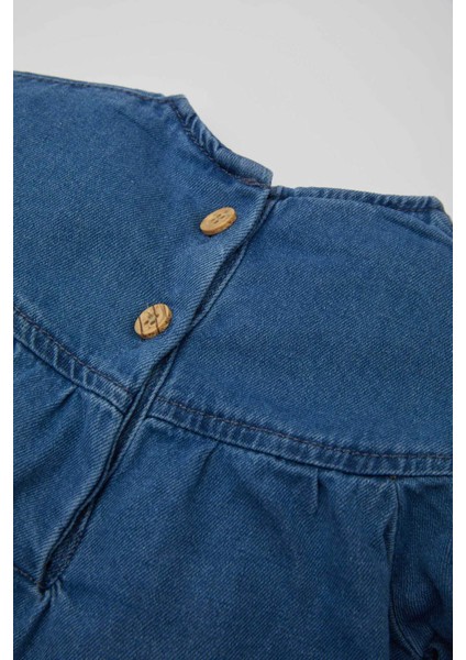 Kız Bebek Uzun Kollu Jean Elbise B8176A524SP