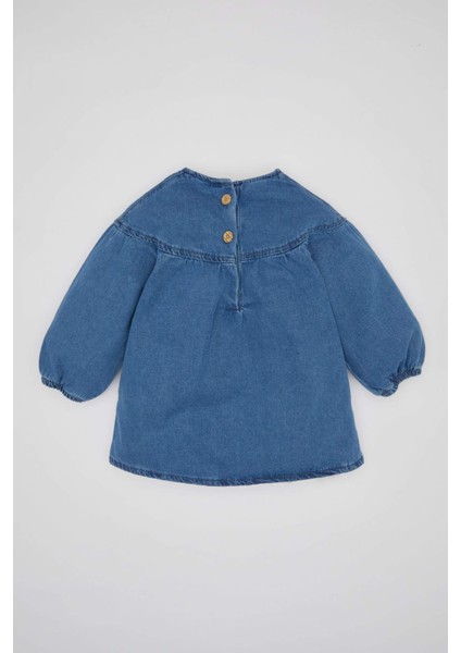 Kız Bebek Uzun Kollu Jean Elbise B8176A524SP