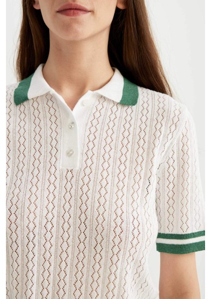Regular Fit Polo Yaka Kısa Kollu Triko Tişört C6002AX24SM indirimleri