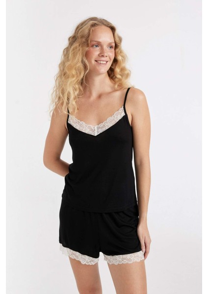 Fall in Love Pijama Takımı Regular Fit Viskon Askılı Üst Şort D1082AX24HS indirimleri