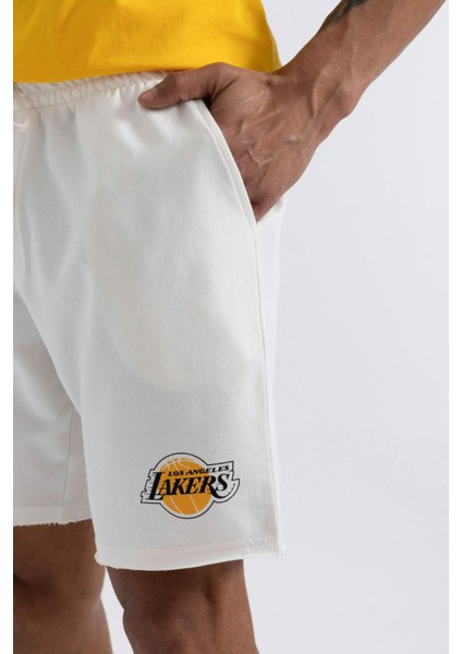 DeFactoFit NBA Los Angeles Lakers Oversize Geniş Kalıp Kısa Paça Şort A3908AX24SM