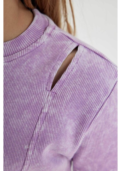 Kız Çocuk Slim Fit Dar Kesim Bisiklet Yaka Fitilli Kaşkorse Kısa Kollu Tişört C3187A824SM indirimleri