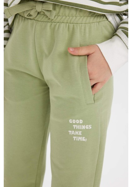 Kız Çocuk Baskılı Beli Bağcıklı Lastikli Paça Cepli Jogger Eşofman Altı B6401A824SM indirimleri