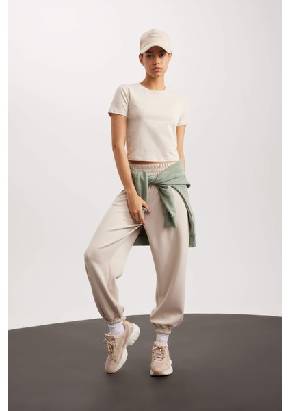 Fit Crop Bisiklet Yaka Sporcu Basic Düz Kısa Kollu Tişört A2430AX24SP