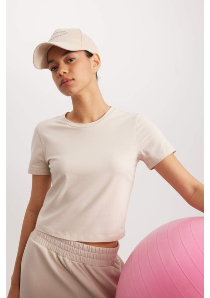 Fit Crop Bisiklet Yaka Sporcu Basic Düz Kısa Kollu Tişört A2430AX24SP