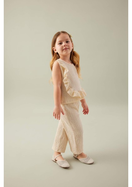 Kız Bebek 2'li Takım Bisiklet Yaka Fırfırlı Bluz Pantolon C4016A524SM fiyatları