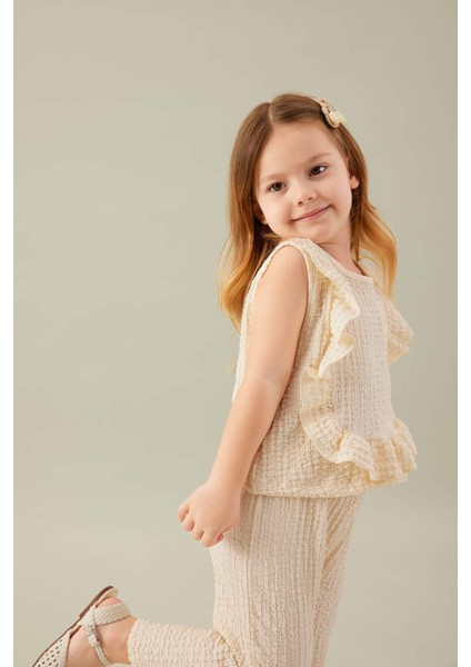 Kız Bebek 2'li Takım Bisiklet Yaka Fırfırlı Bluz Pantolon C4016A524SM modelleri