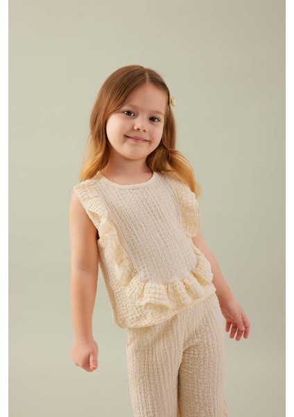 Kız Bebek 2'li Takım Bisiklet Yaka Fırfırlı Bluz Pantolon C4016A524SM fırsatları