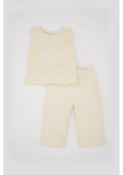 Kız Bebek 2'li Takım Bisiklet Yaka Fırfırlı Bluz Pantolon C4016A524SM indirimleri