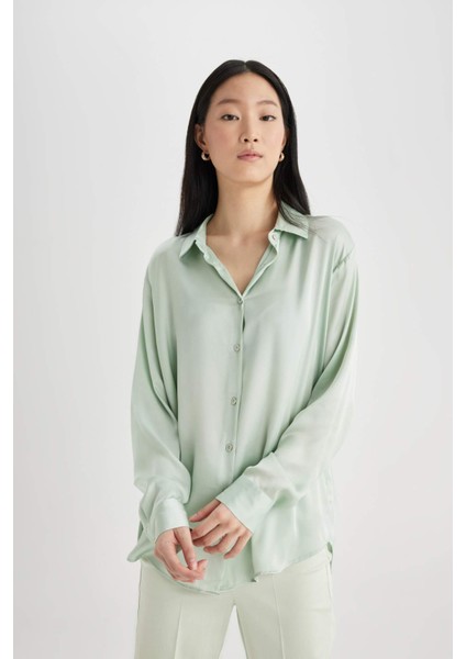 Regular Fit Saten Uzun Kollu Gömlek Z2989AZ24SP