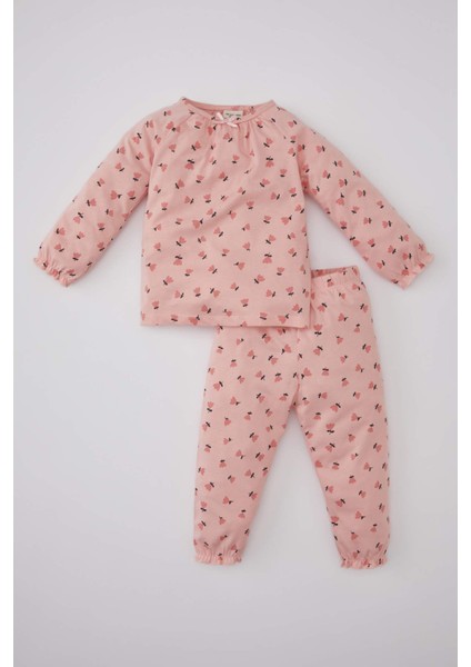 Kız Bebek Çiçekli Uzun Kollu Penye Pijama Takımı A9295A524Sp