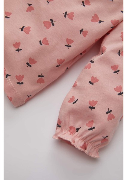 Kız Bebek Çiçekli Uzun Kollu Penye Pijama Takımı A9295A524Sp modelleri