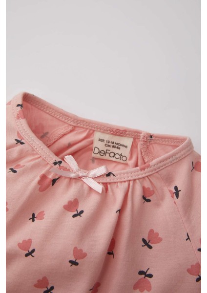 Kız Bebek Çiçekli Uzun Kollu Penye Pijama Takımı A9295A524Sp fırsatları