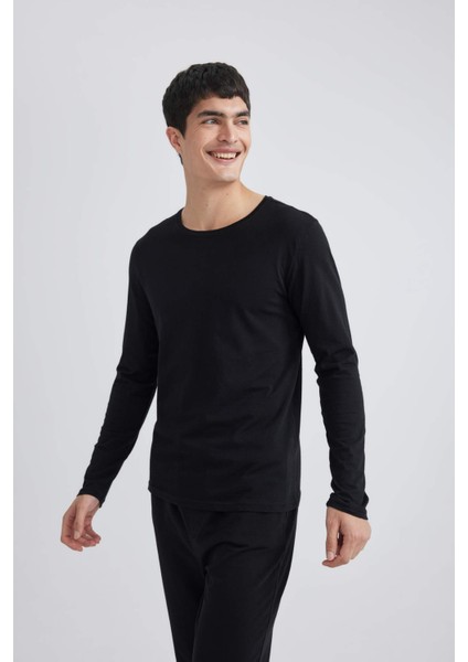 Slim Fit Bisiklet Yaka Basic Uzun Kollu Pijama Üstü Z2771AZ24SP