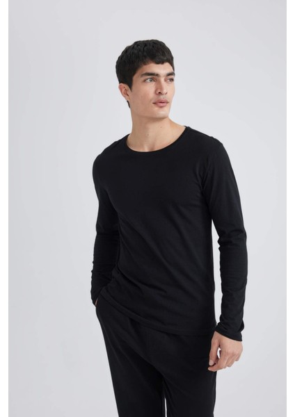 Slim Fit Bisiklet Yaka Basic Uzun Kollu Pijama Üstü Z2771AZ24SP