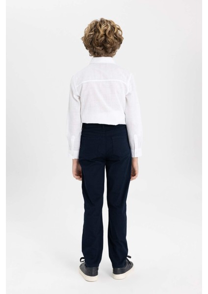Erkek Çocuk Lacivert Düz Paça Gabardin Basic Düz Pantolon X4224A624SM