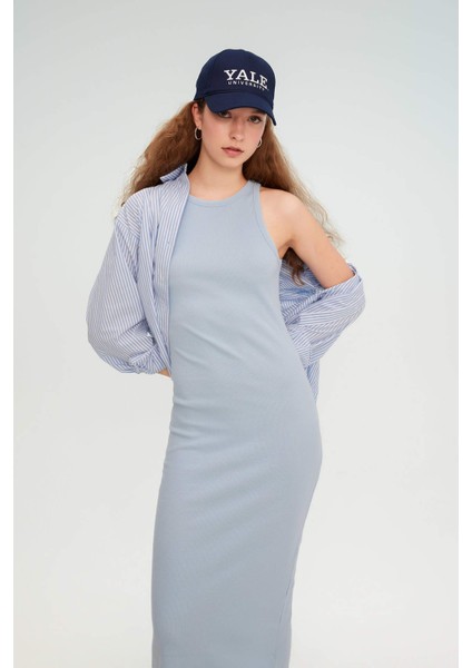 Bodycon Halter Yaka Fitilli Kaşkorse Maxi Kolsuz Elbise A4828AX24SM fiyatları