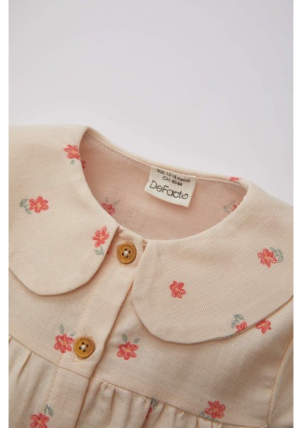 Kız Bebek Bebe Yaka Twill Çiçekli Uzun Kollu Gömlek B9734A524SP fiyatları
