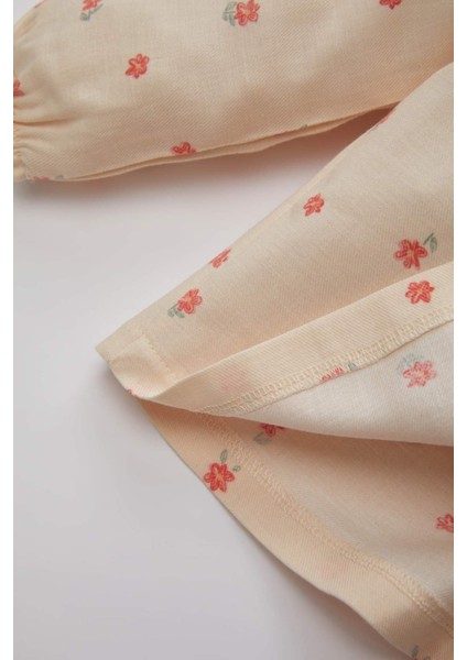 Kız Bebek Bebe Yaka Twill Çiçekli Uzun Kollu Gömlek B9734A524SP fırsatları