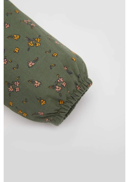 Kız Bebek Çiçekli Uzun Kollu Twill Elbise C0498A524SP