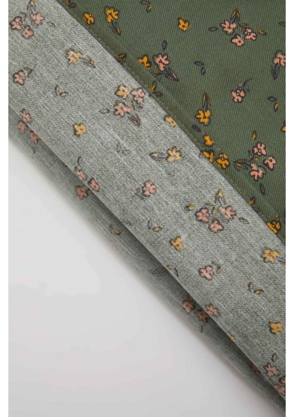 Kız Bebek Çiçekli Uzun Kollu Twill Elbise C0498A524SP